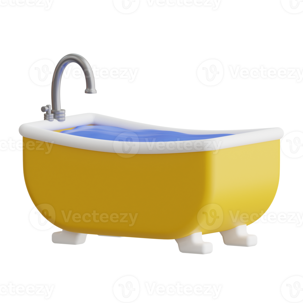 Bathtub 3D Icon. Bath with shower 3d icon png