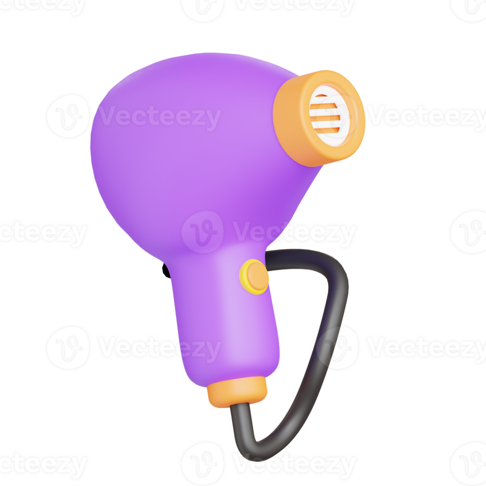 Hairdryer 3D Icon. Beauty salon hair dryer 3d icon png