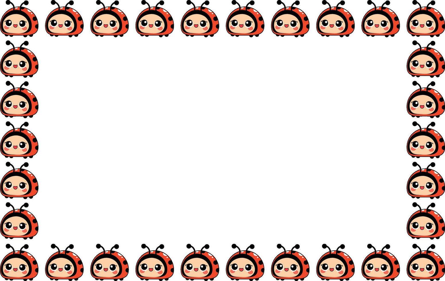 cute ladybug smiling illustration frame vector