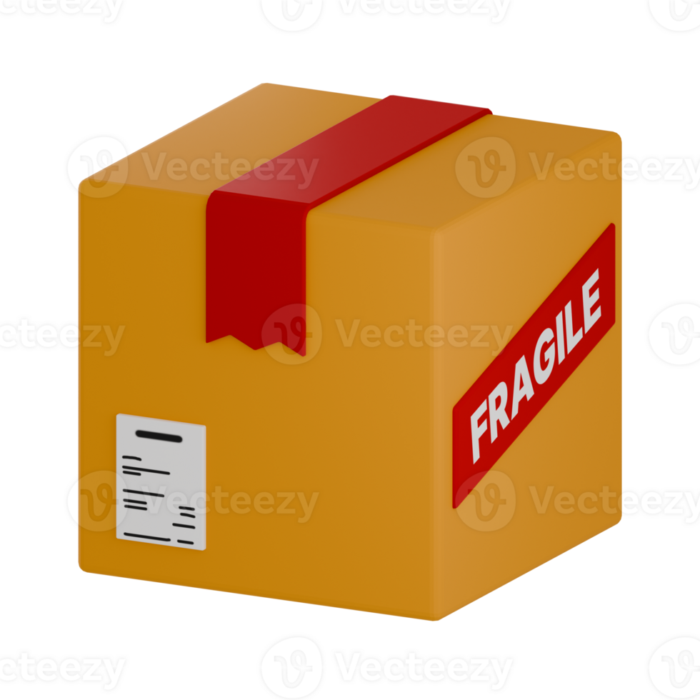 3D Rendered Fragile Delivery Package png