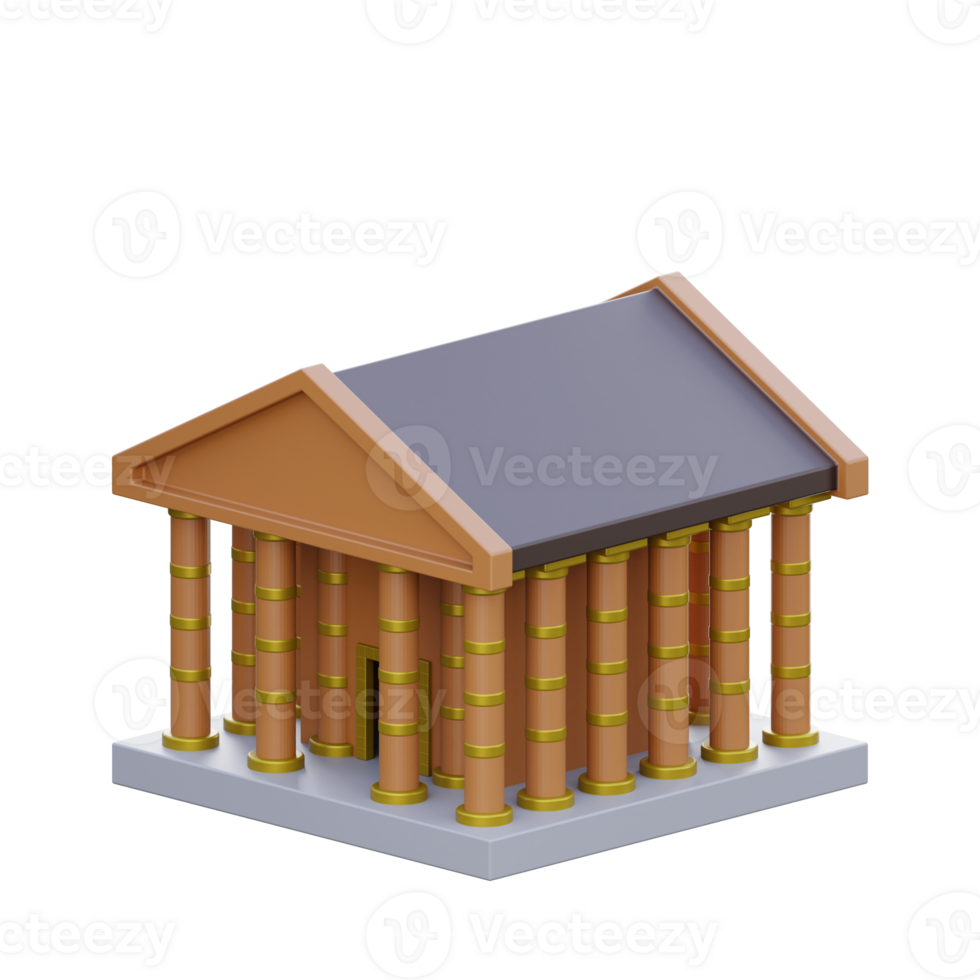 3D Render of a Stylized Classical Building png