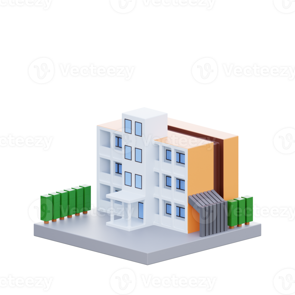 Modern 3D Rendered School Building with Minimalist Design png