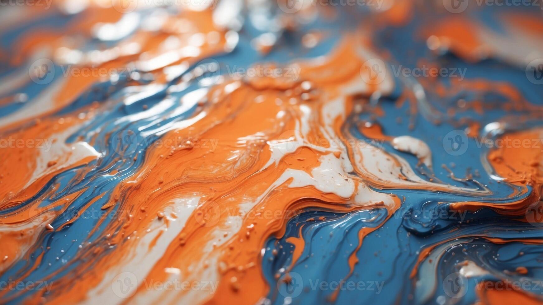 Marble surface with orange and blue colors. photo
