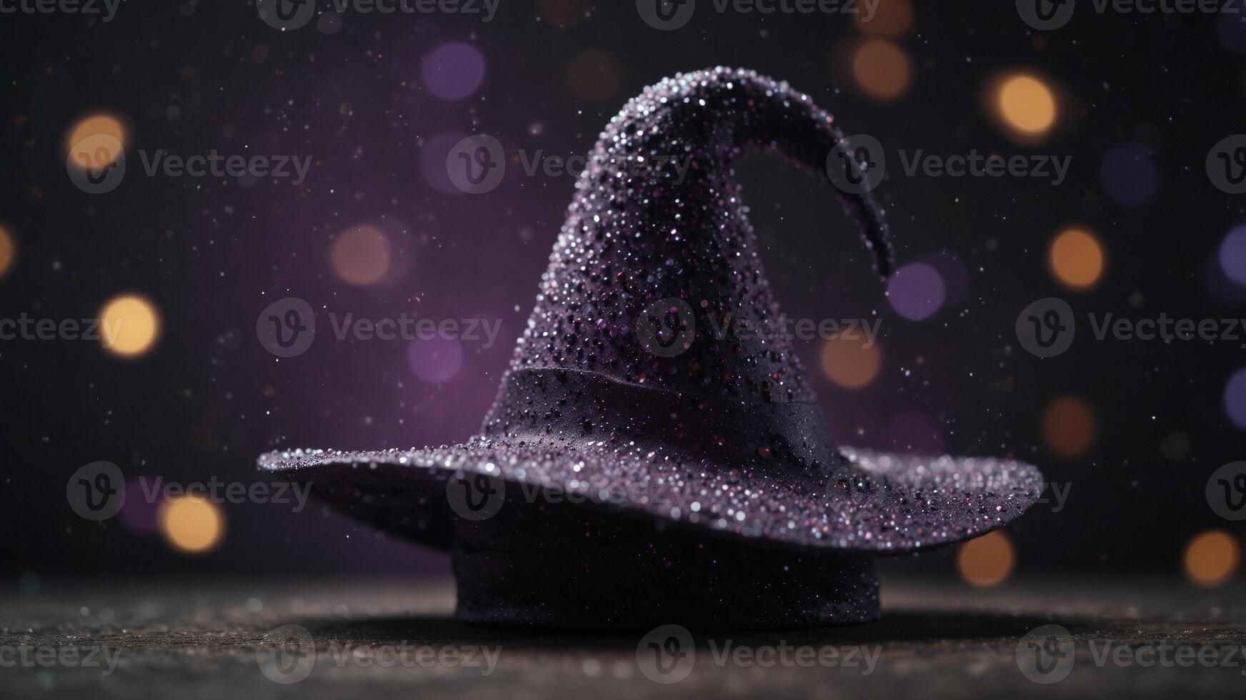 Purple Witch Hat with Sparkling Magic Dust. photo