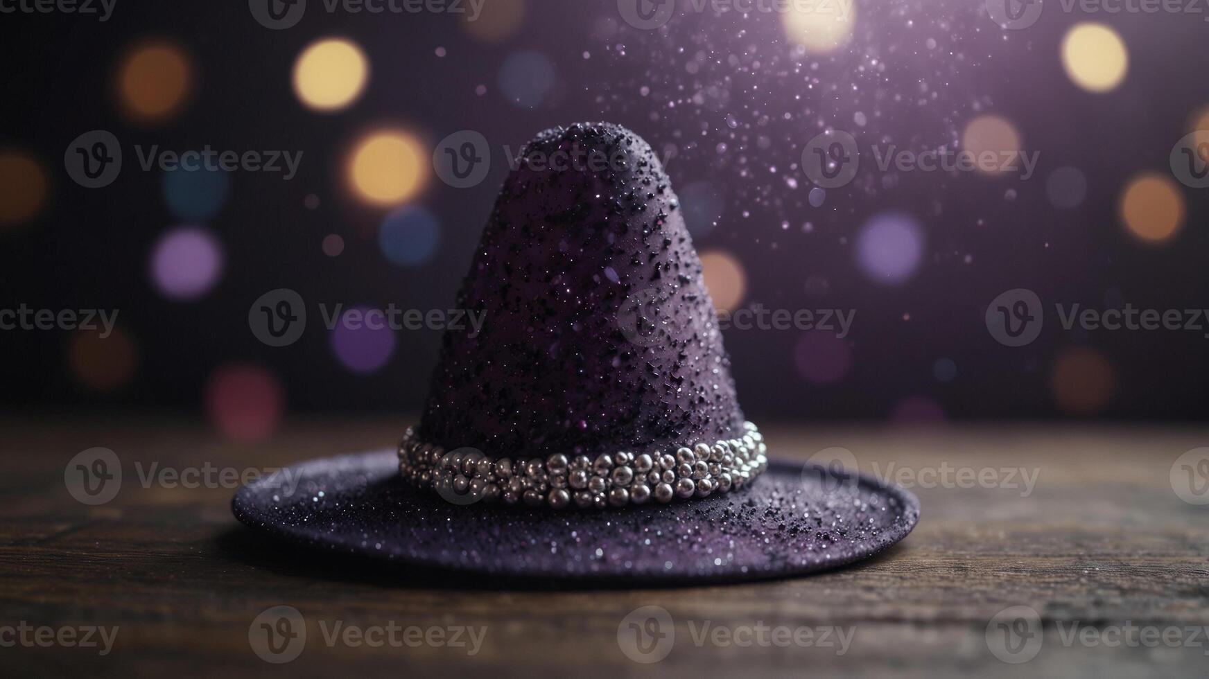 Purple Witch Hat with Sparkling Magic Dust. photo