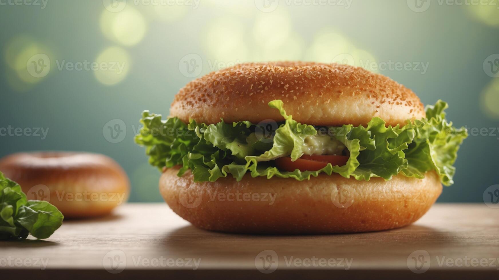 a healthy doughnut designed to resemble a lettuce head. photo