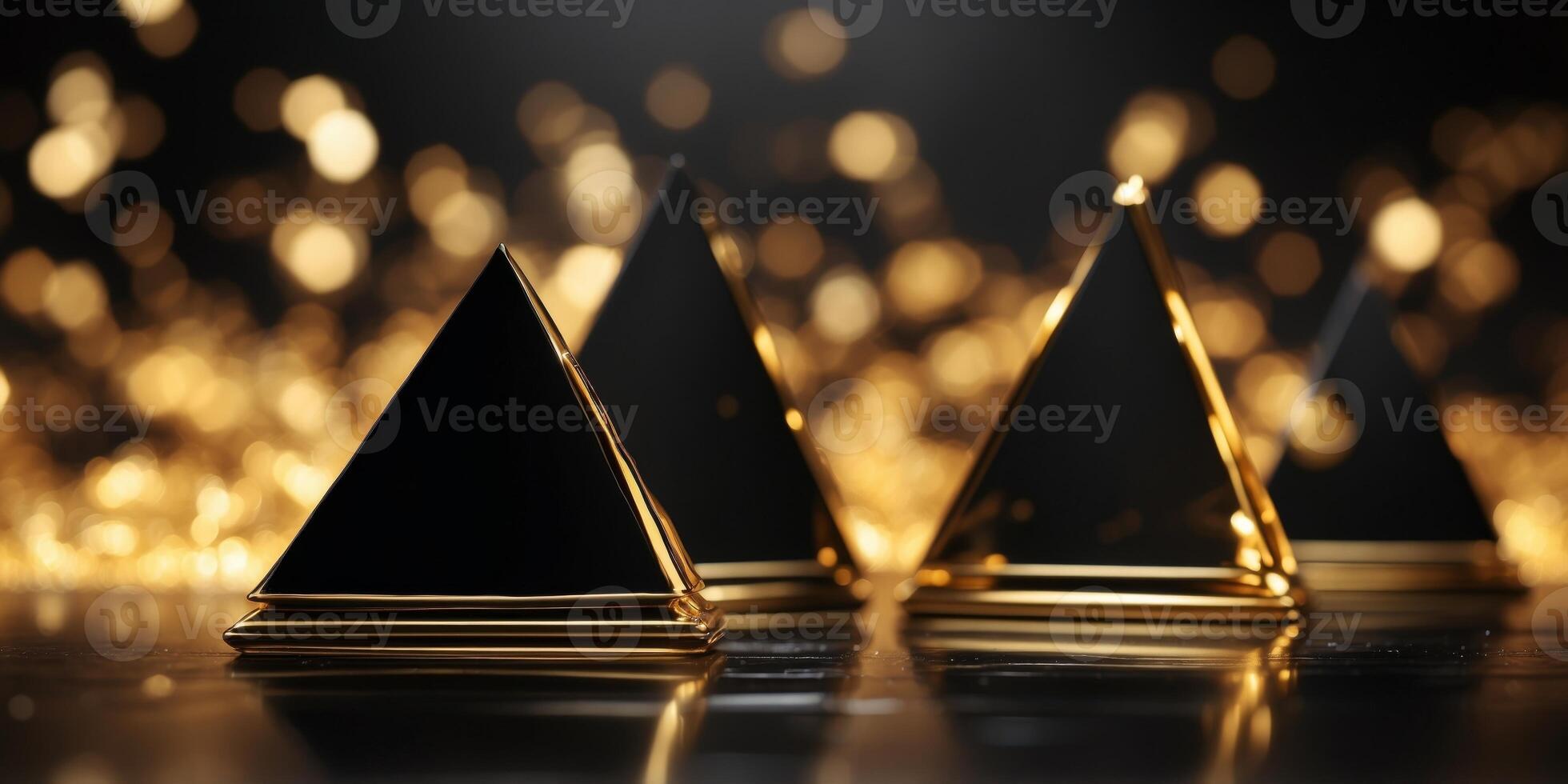 Abstract black triangle shapes and luxury golden lines. photo