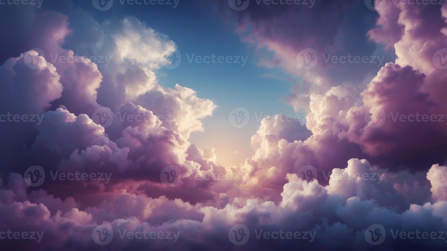 Abstract colorful clouds in a gradient of purple and blue hues. photo