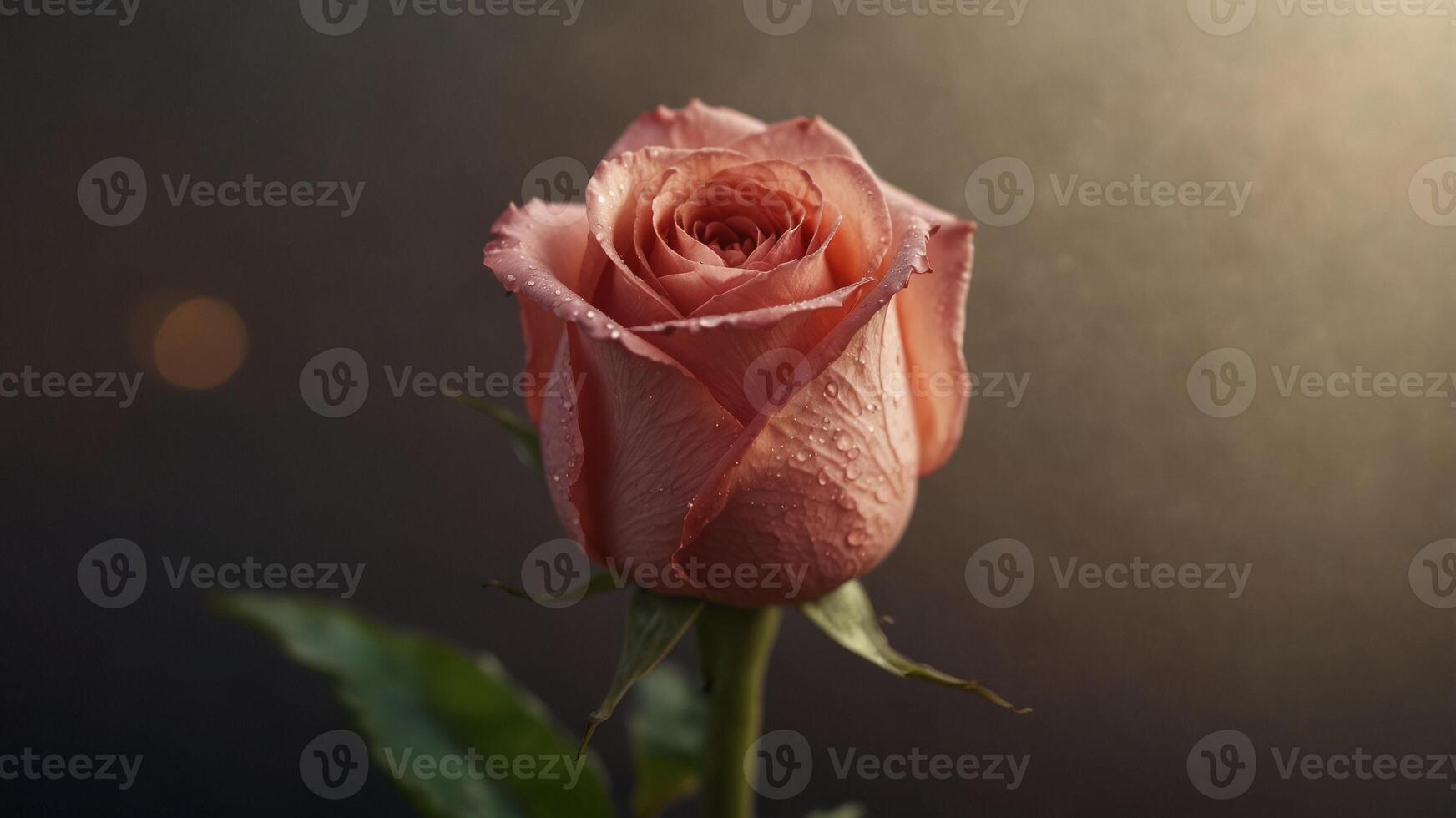 A Single Rose Bud in the Early Morning Light. photo