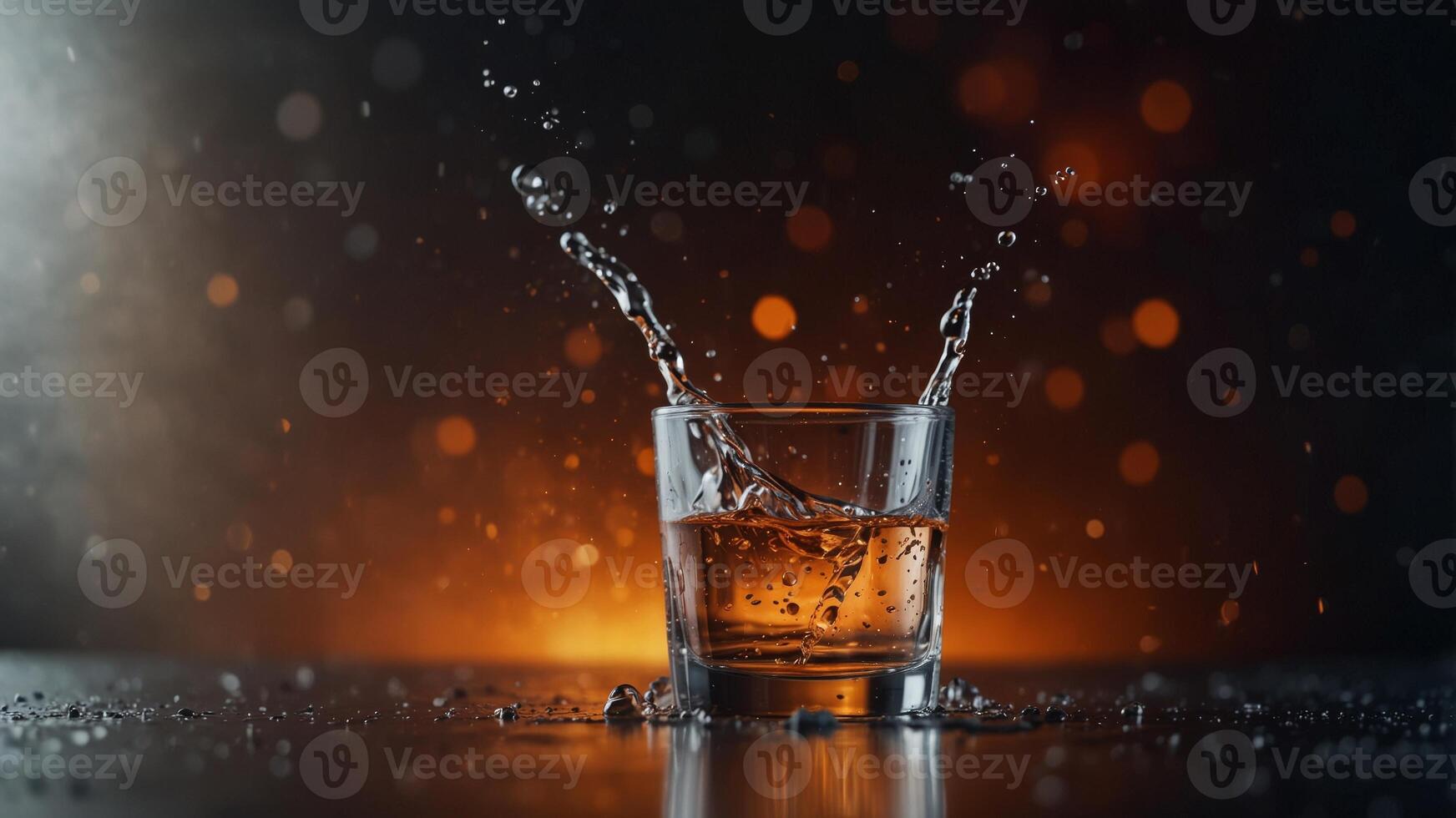 Close-Up of Water Splash with Fiery Background. photo