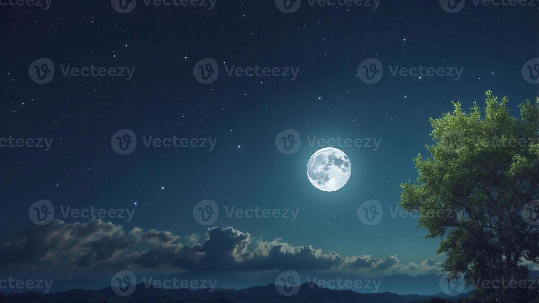 Full moon shining brightly in a clear night sky. photo
