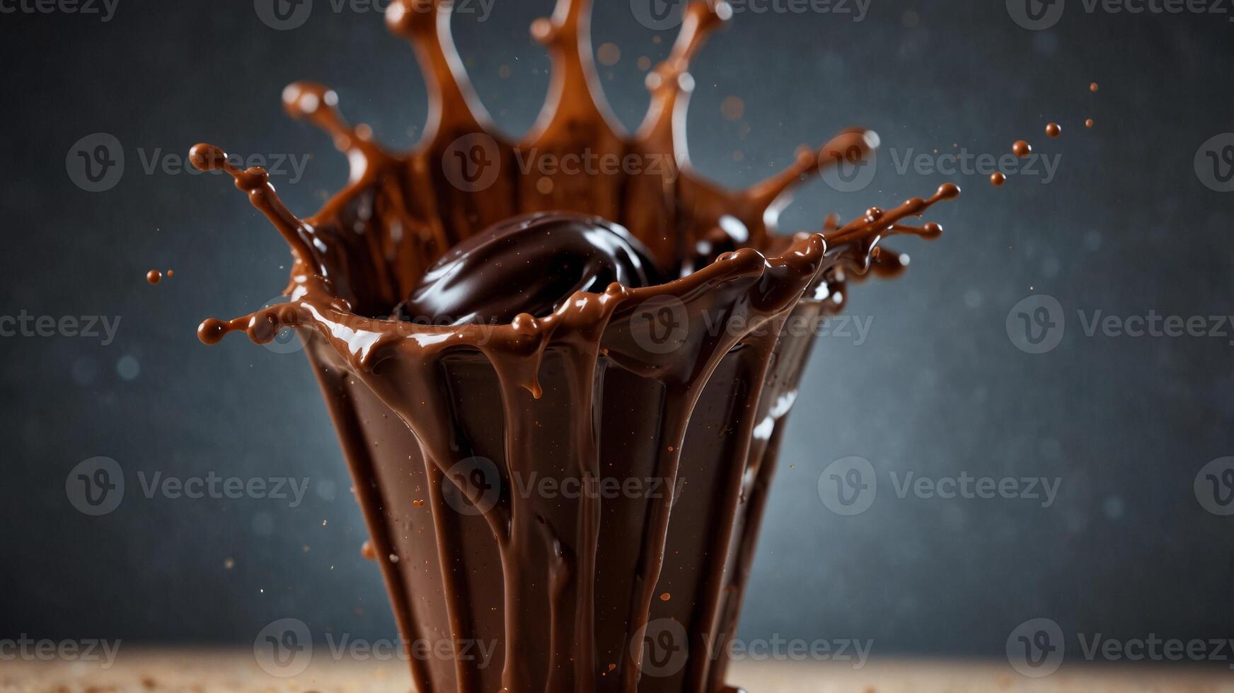 Close-up of Chocolate Splashing in Motion. photo
