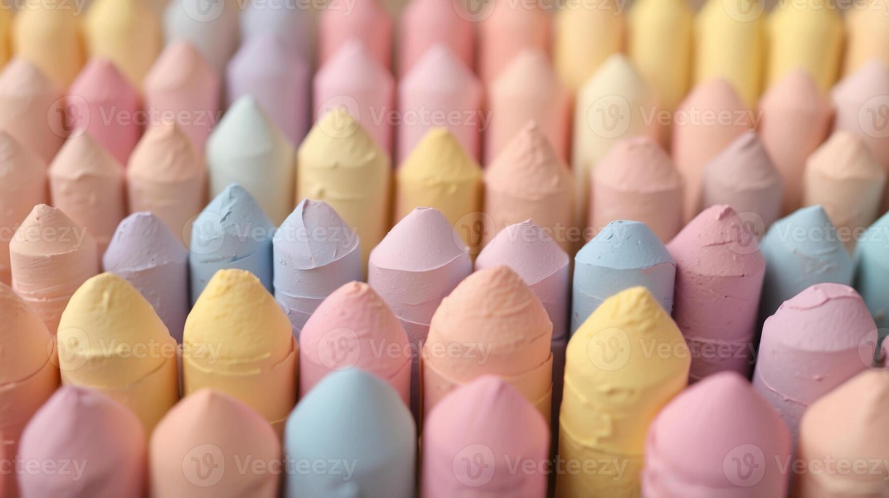 A neatly organized array of pastel chalks in shades of delicate rose sky blue and daffodil yellow. photo