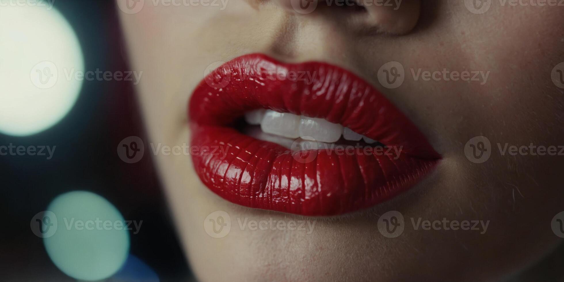 Liquid Lipstick Application Close-up of liquid lipstick being applied for precise and intense lip color. photo