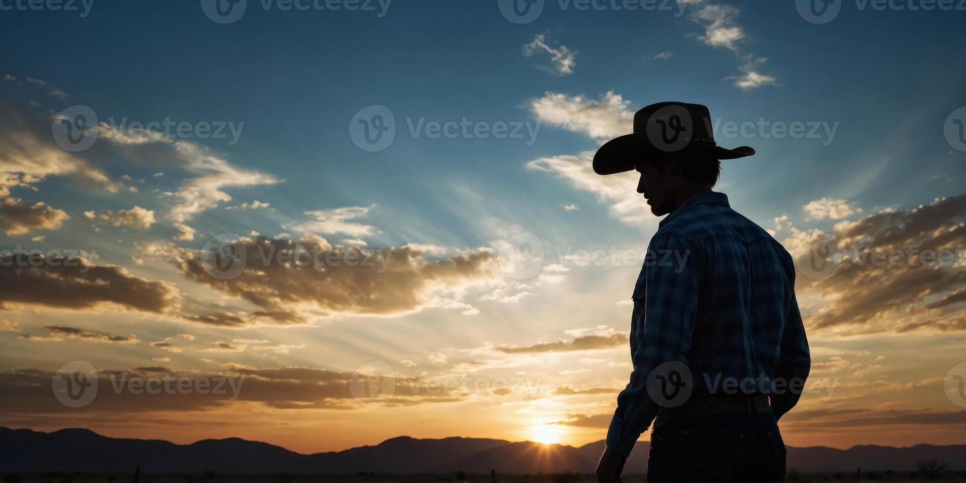 A silhouette clipart of a cowboy tipping his hat. photo