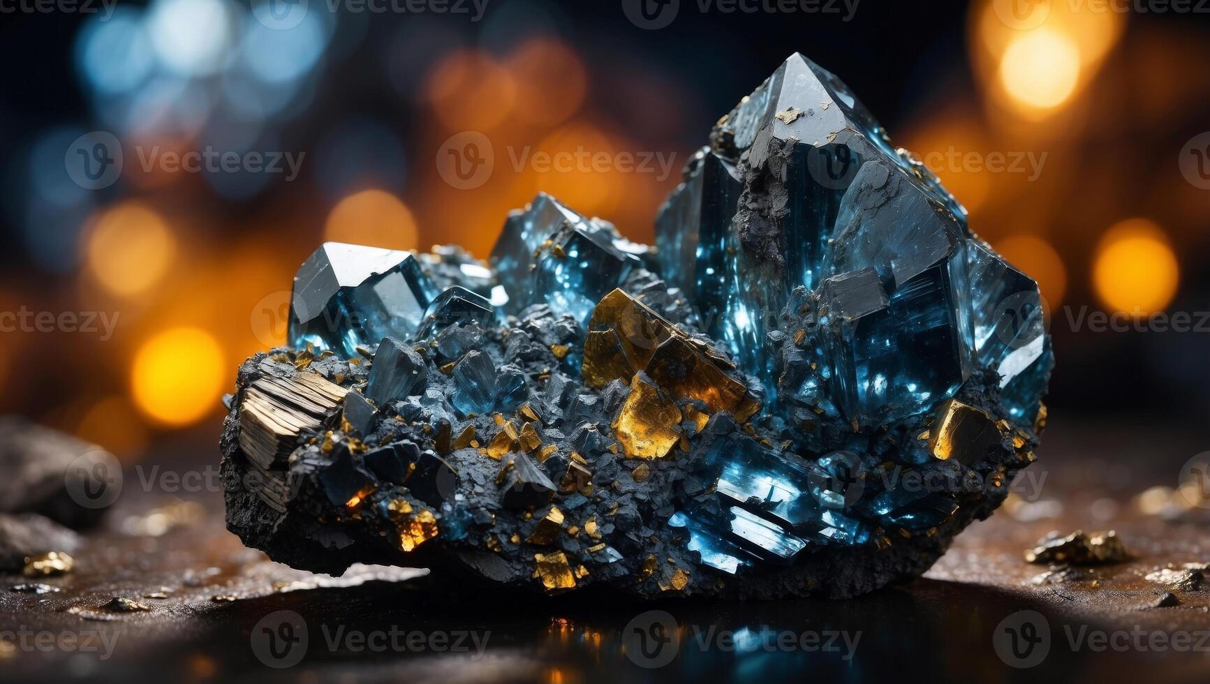 Galena Mineral in CloseUp Metallic Double Exposure Silhouette Showcasing a Lustrous Lead Ore Specimen. photo