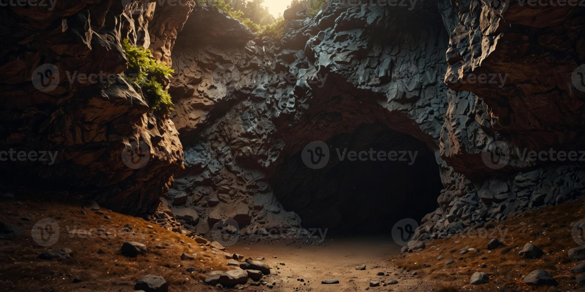 a cave entrance naturally shaped like a heart. photo