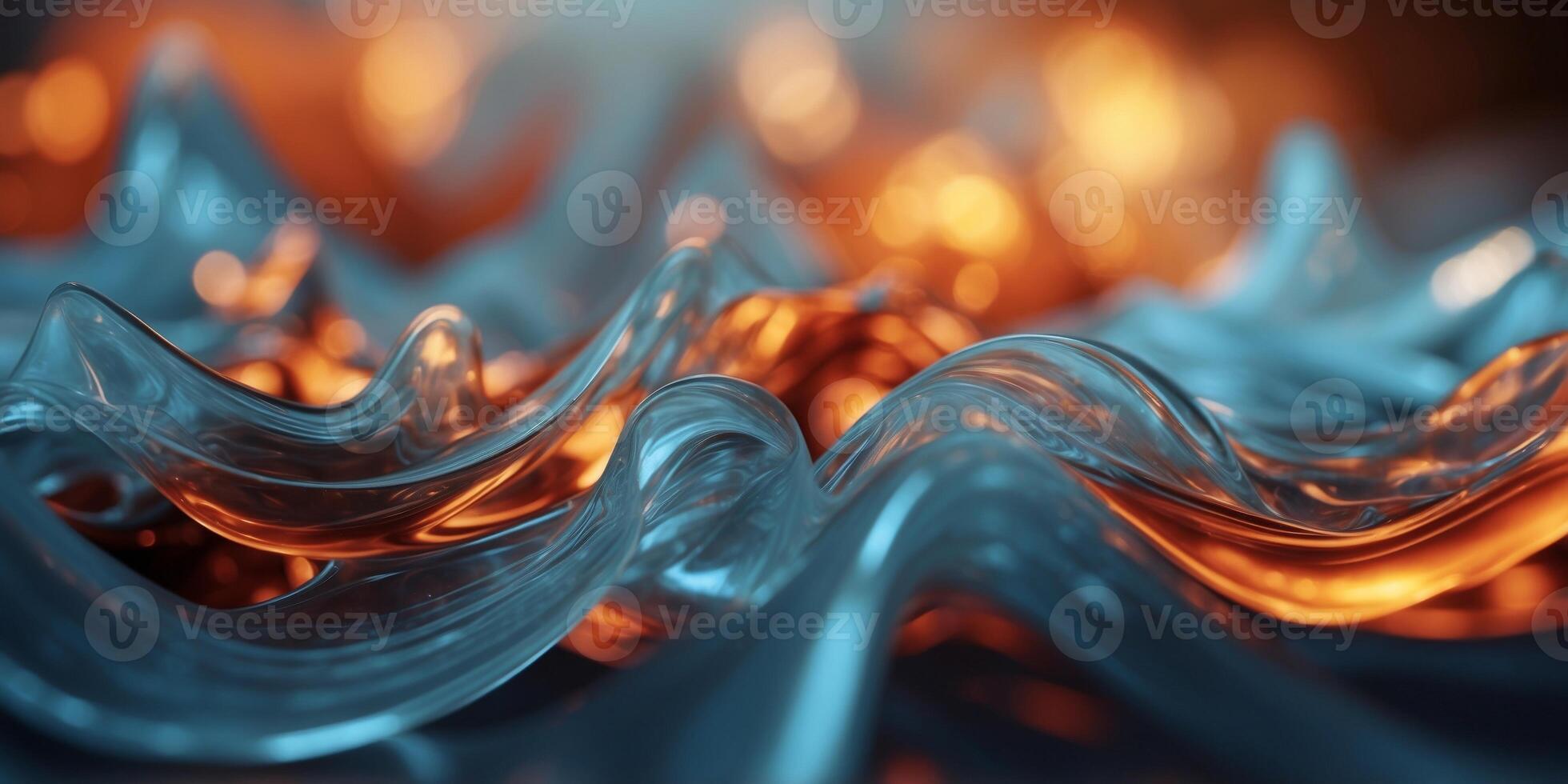 Fiery and icy digital waves abstract background. photo