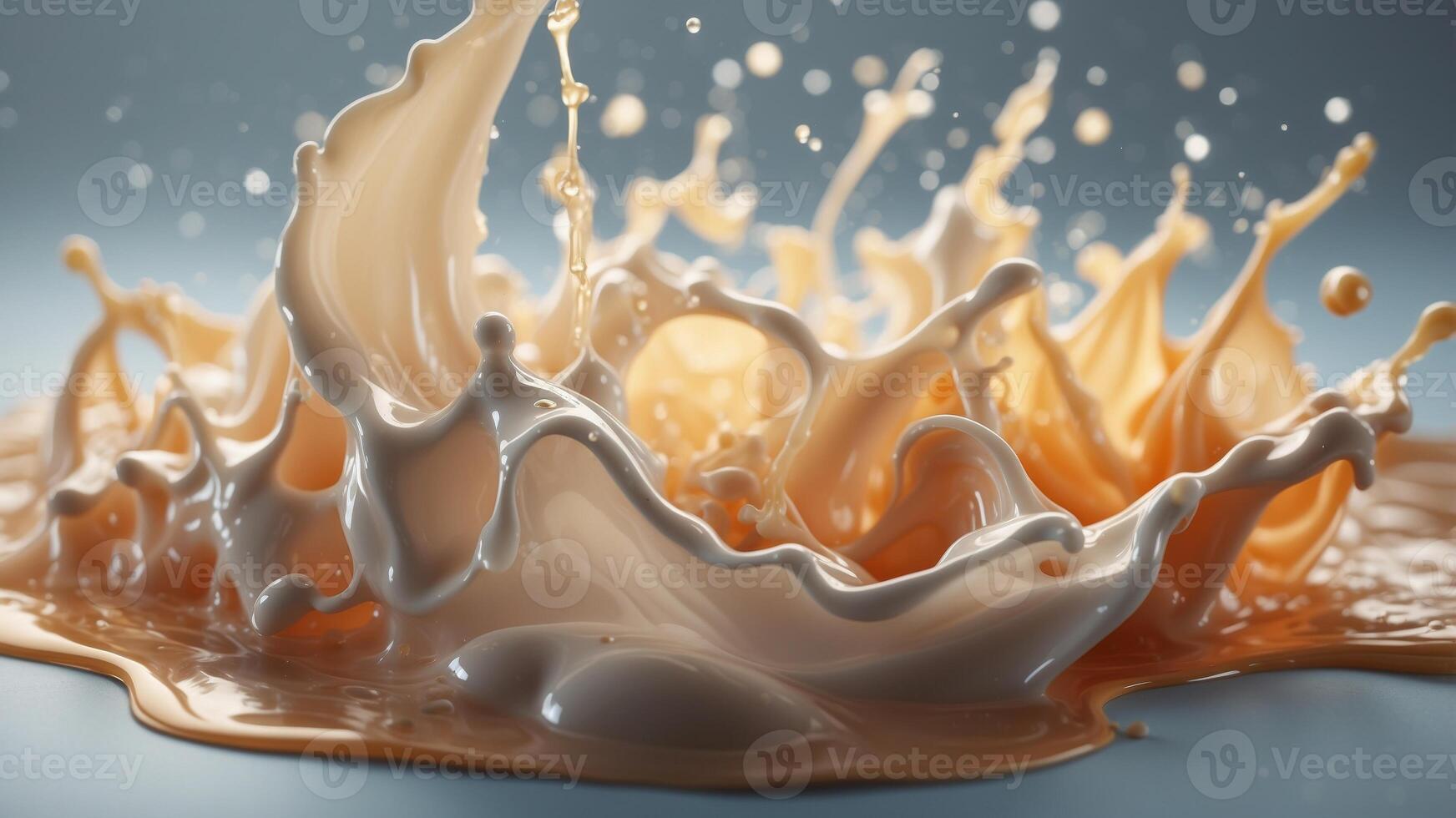 Creamy liquid splash creating an artistic visual effect. photo