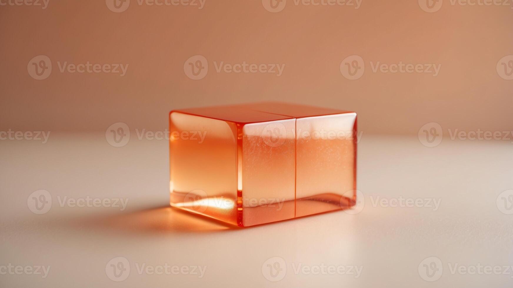 Minimalist cube on peach and orange background. photo