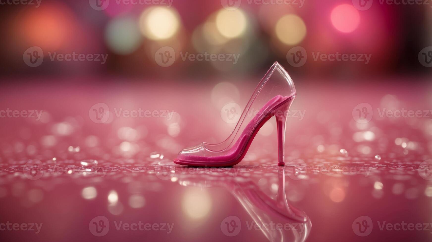 doll legs in plastic high heels on a bright pink background. photo