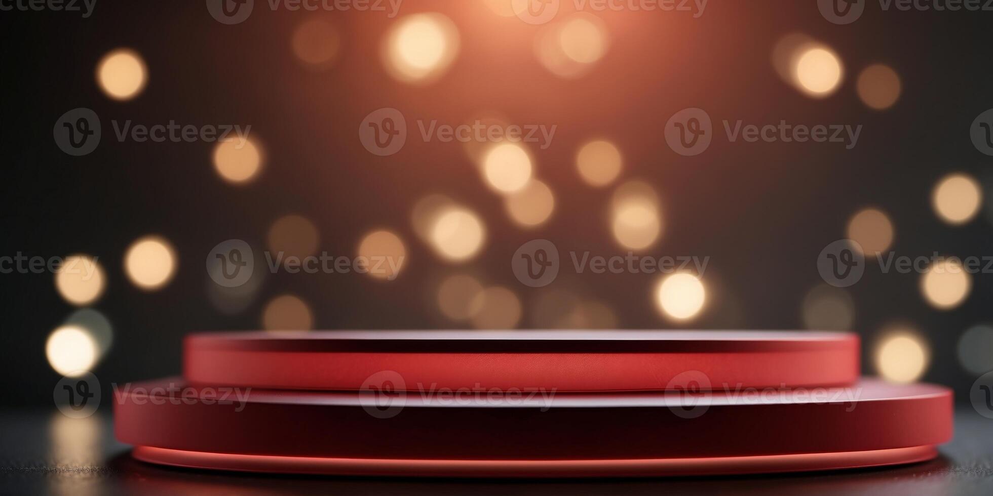 Illuminated Red Light Podium for Striking Product Display. photo