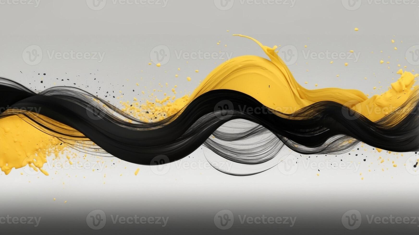 Yellow background with elegant black ink brush strokes for banners. photo