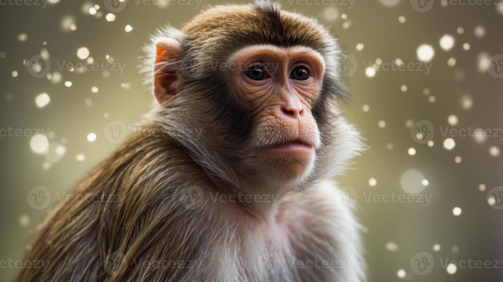 monkey animal with microscopic image of monkey pox virus. photo