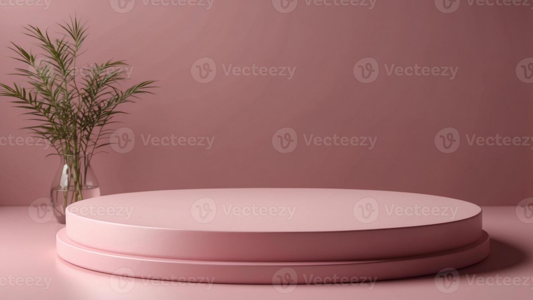 round podium for display on pink studio background. photo