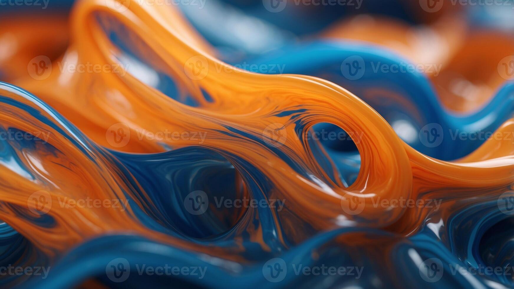 Vibrant Liquid Swirls A mesmerizing abstract image capturing the dynamic flow of vibrant liquid swirls in blue and orange. photo