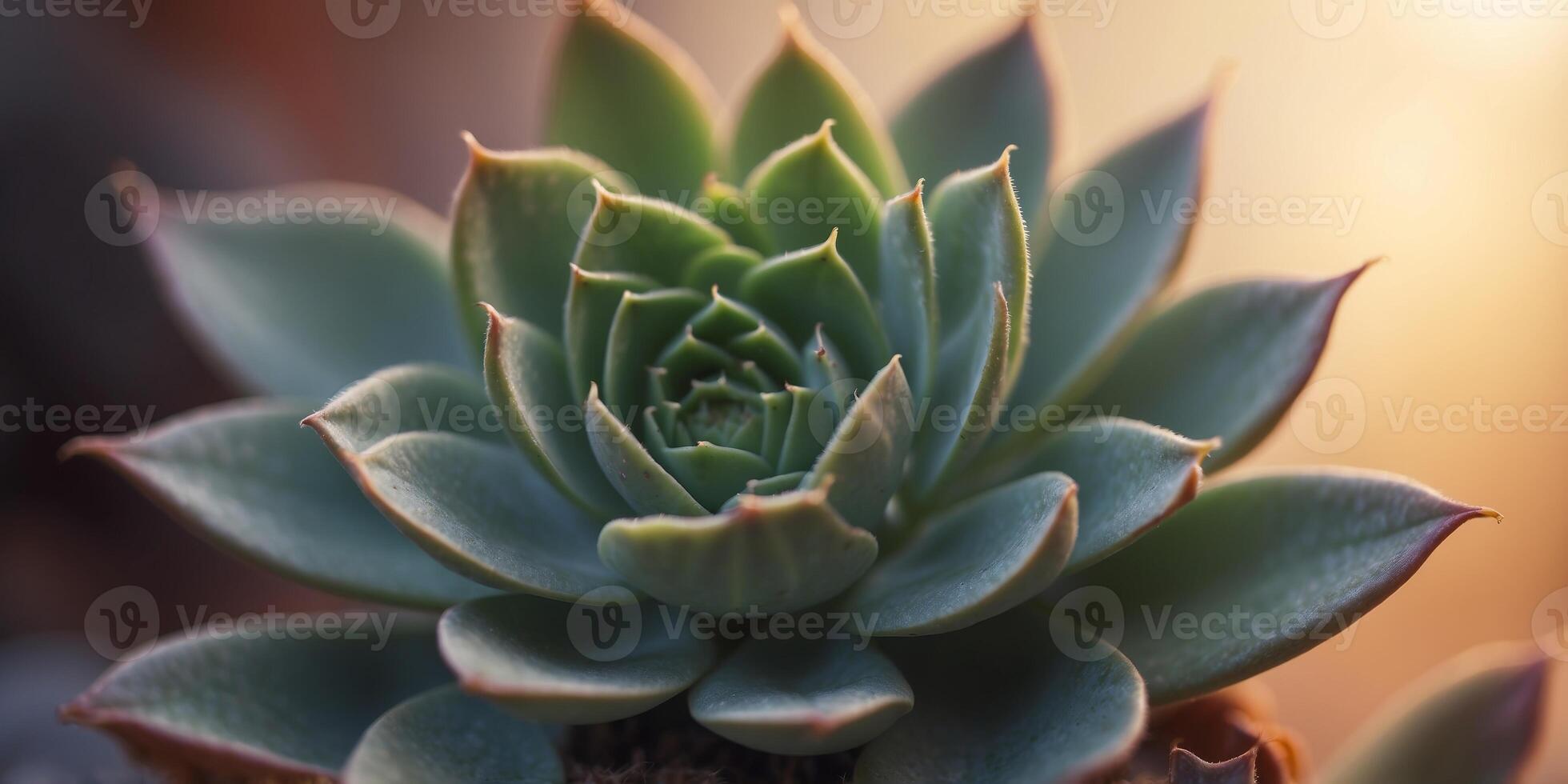 Striking close-up of succulent with soft glow. photo