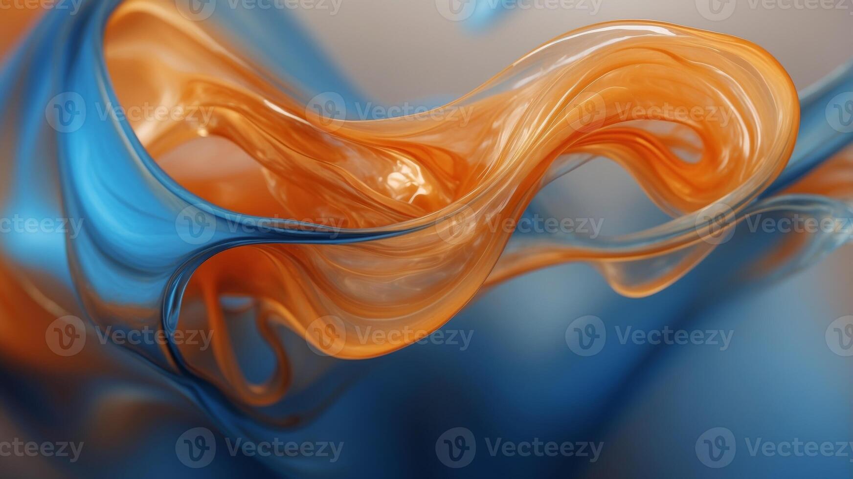 Vibrant Liquid Swirls A mesmerizing abstract image capturing the dynamic flow of vibrant liquid swirls in blue and orange. photo