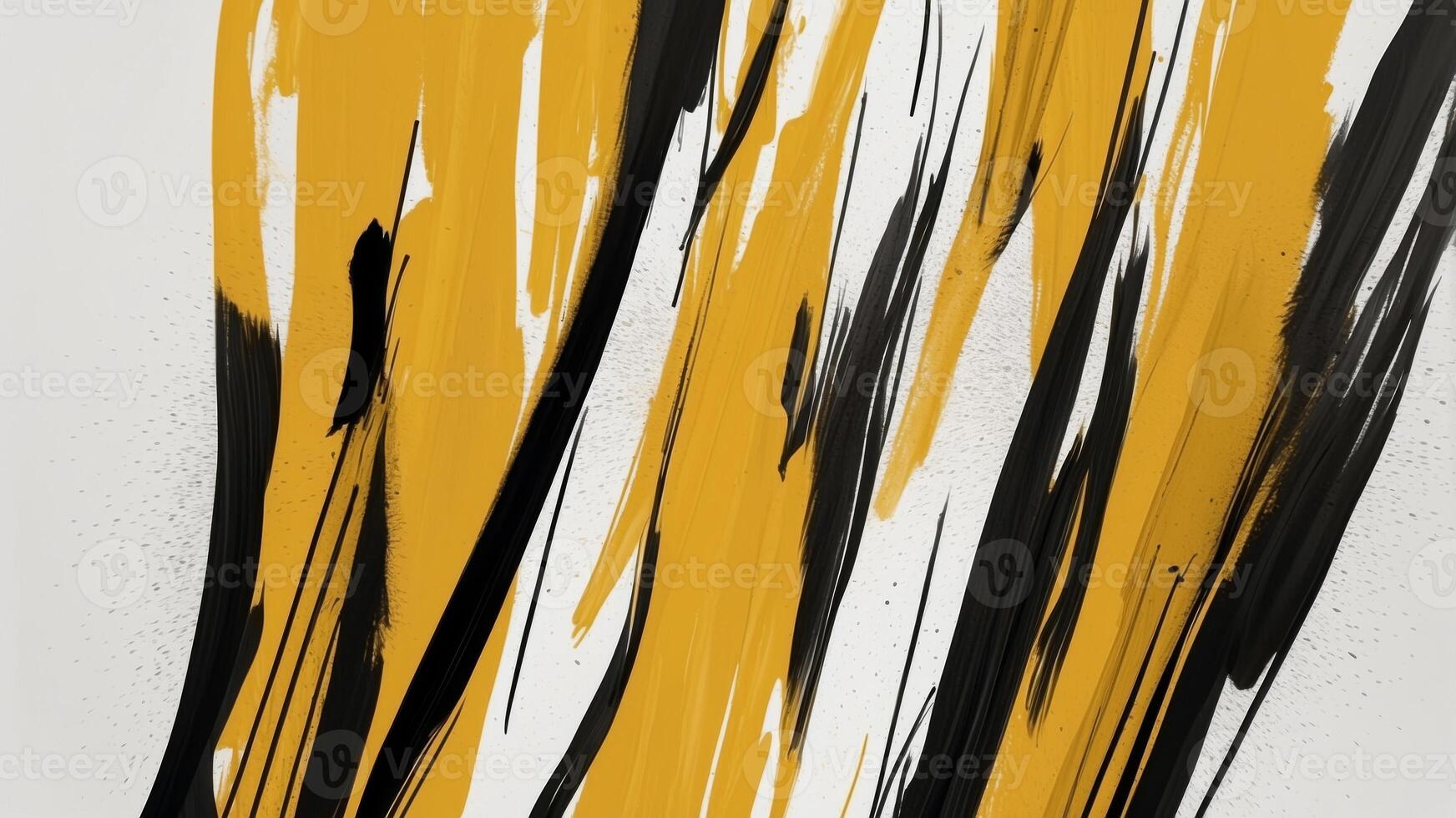 Yellow background with elegant black ink brush strokes for banners. photo