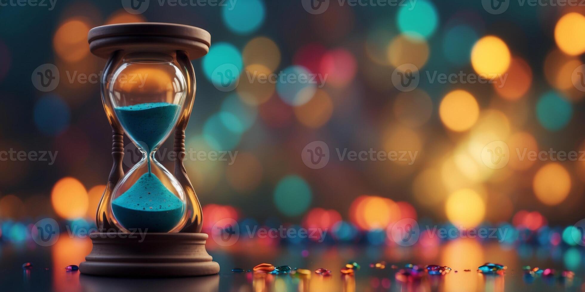 Colorful abstract background with hourglass in the center. photo