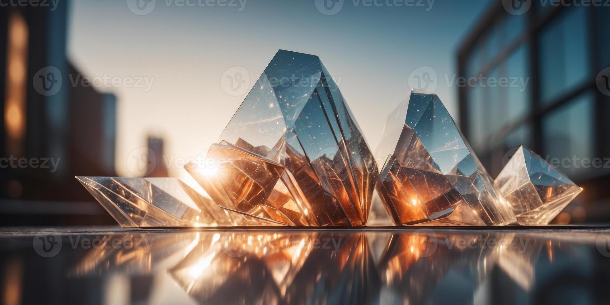 Futuristic Abstract Glass Architecture with Dynamic Layers and Sharp Reflections. photo