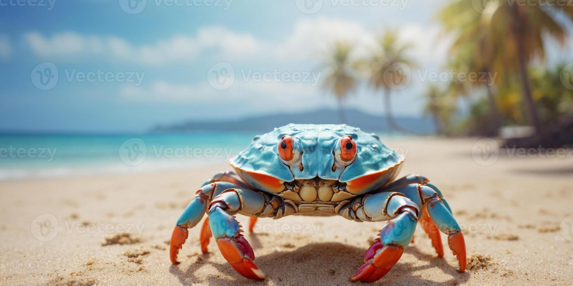 Cute crab on the paradise beach Travel concept. photo