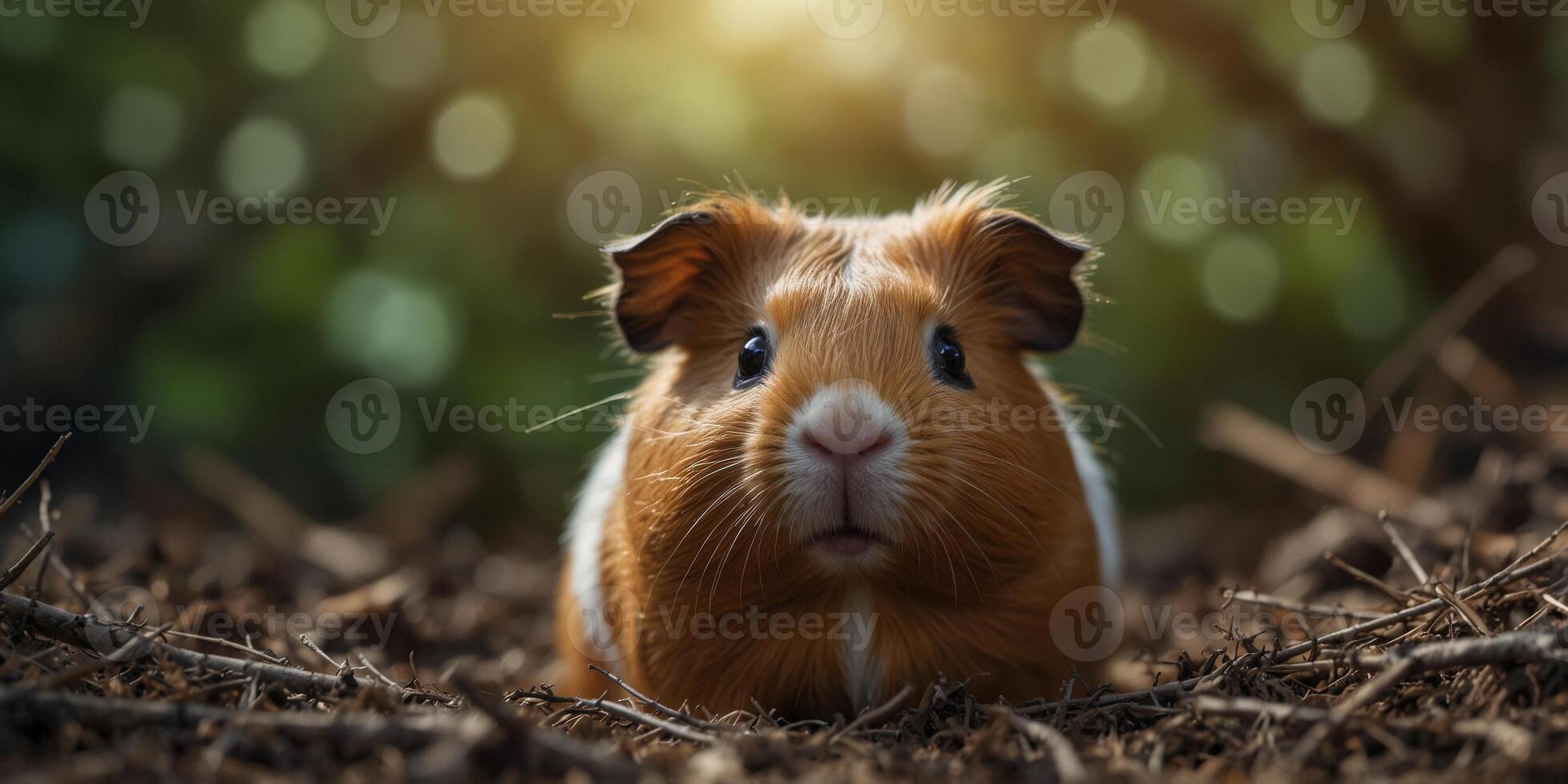 Curious Guinea Pig Peeking From Its Nest. photo