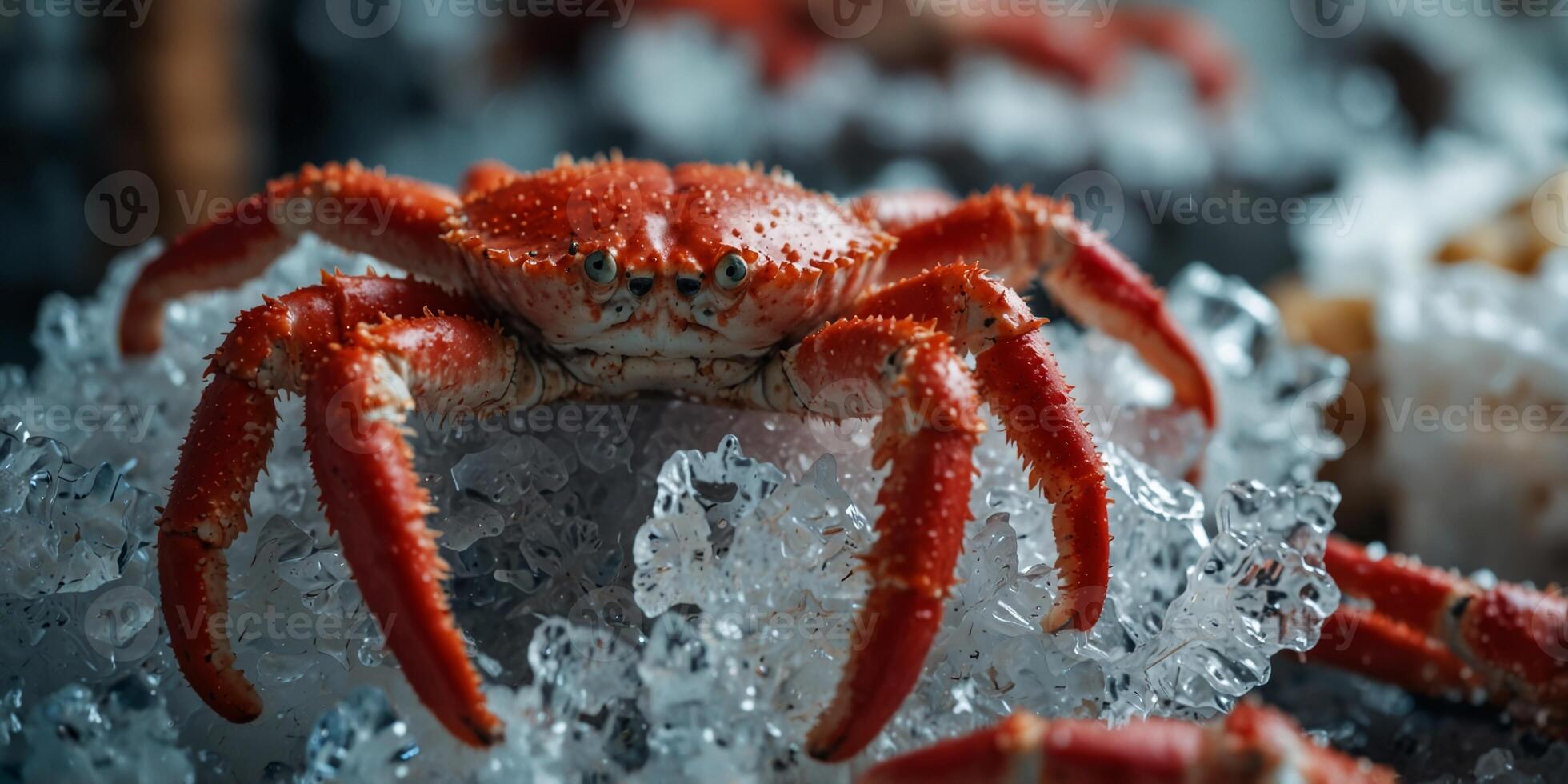Fresh red king crab on ice ready for sale in the market. photo