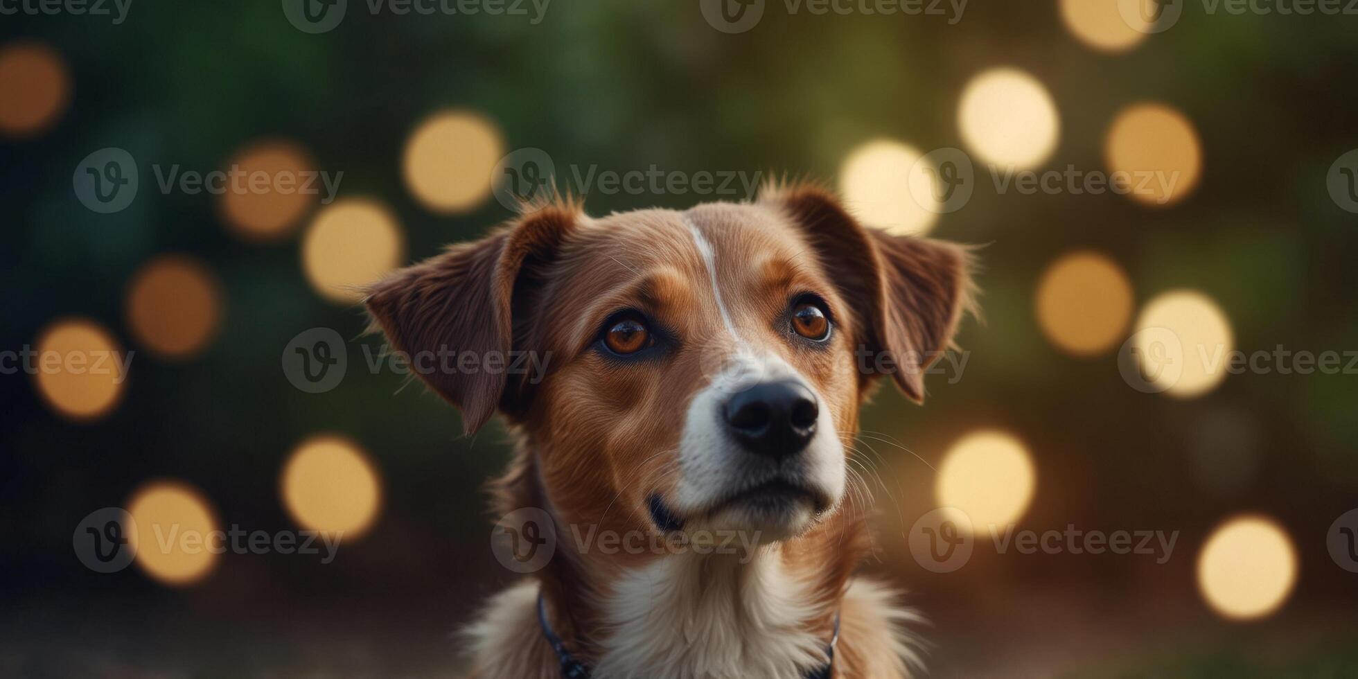 Close-up of a Cute Dog with a Curious Look. photo