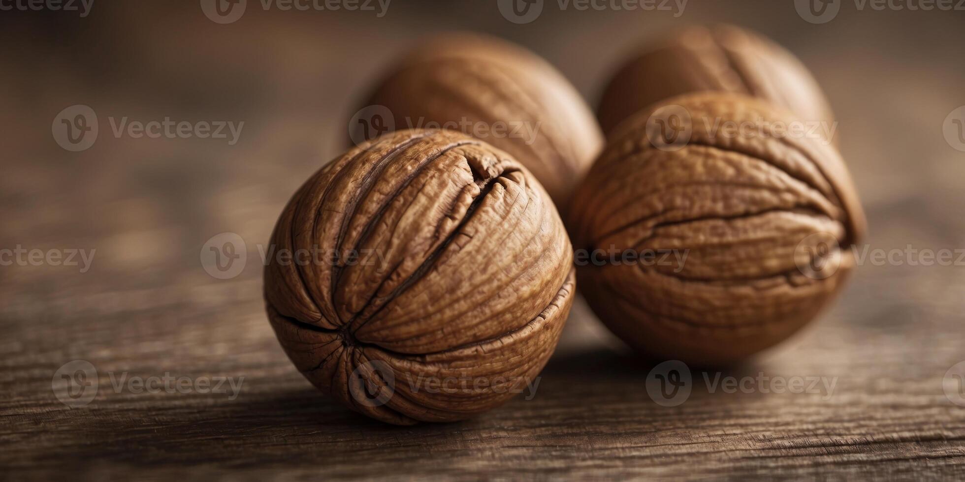 Close up view of a walnut wooden surface. photo