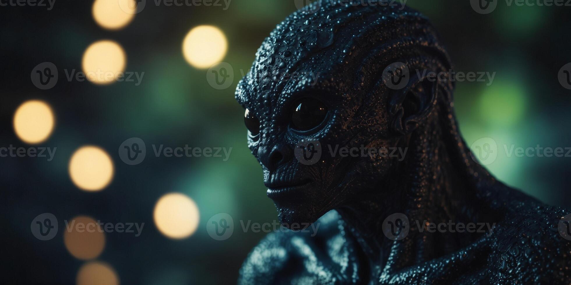 Mysterious alien creature with intense gaze. photo