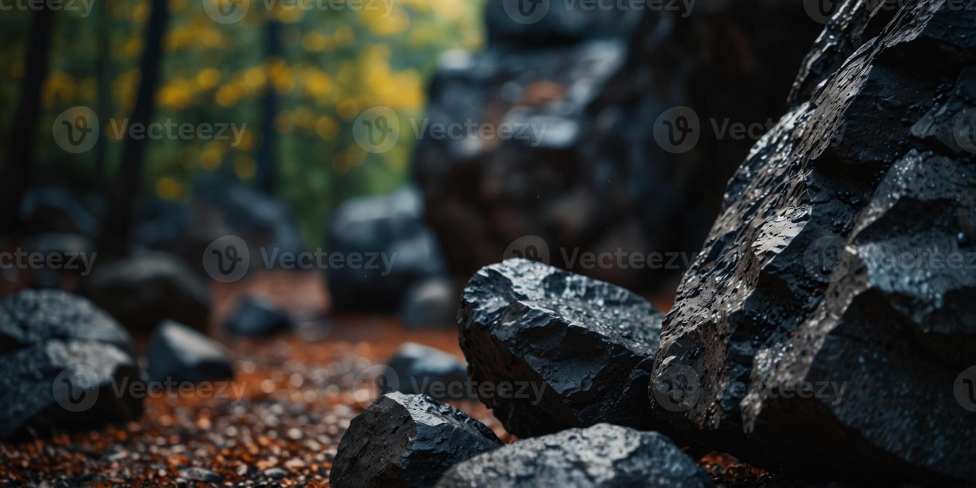 Mysterious dark cave with sharp boulders. photo