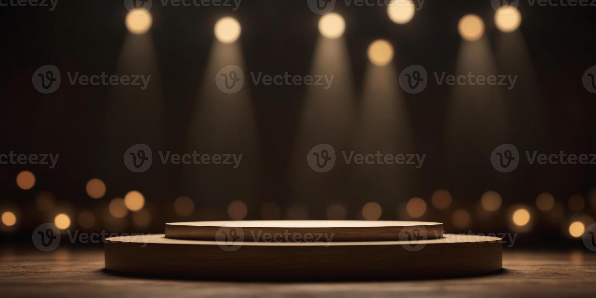 Modern Stage Podium with Soft Lighting for Product Marketing Presentation. photo