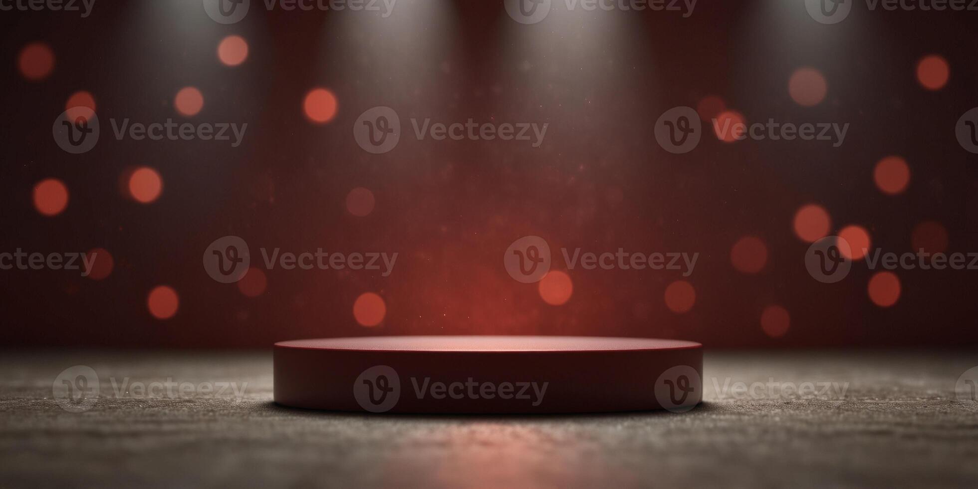 Illuminated Red Light Podium for Minimalist Product Display. photo