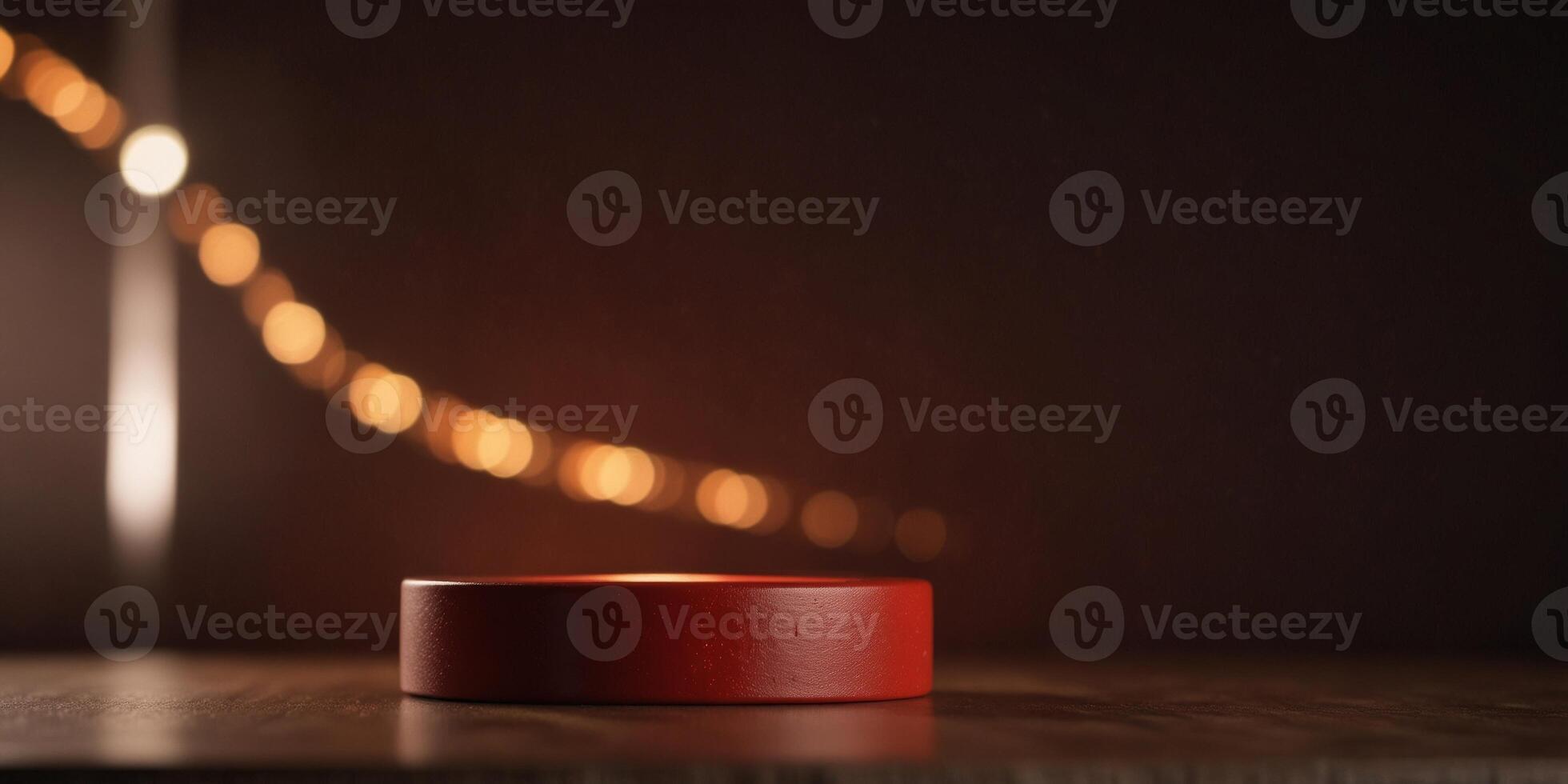Illuminated Red Light Podium for Minimalist Product Display. photo