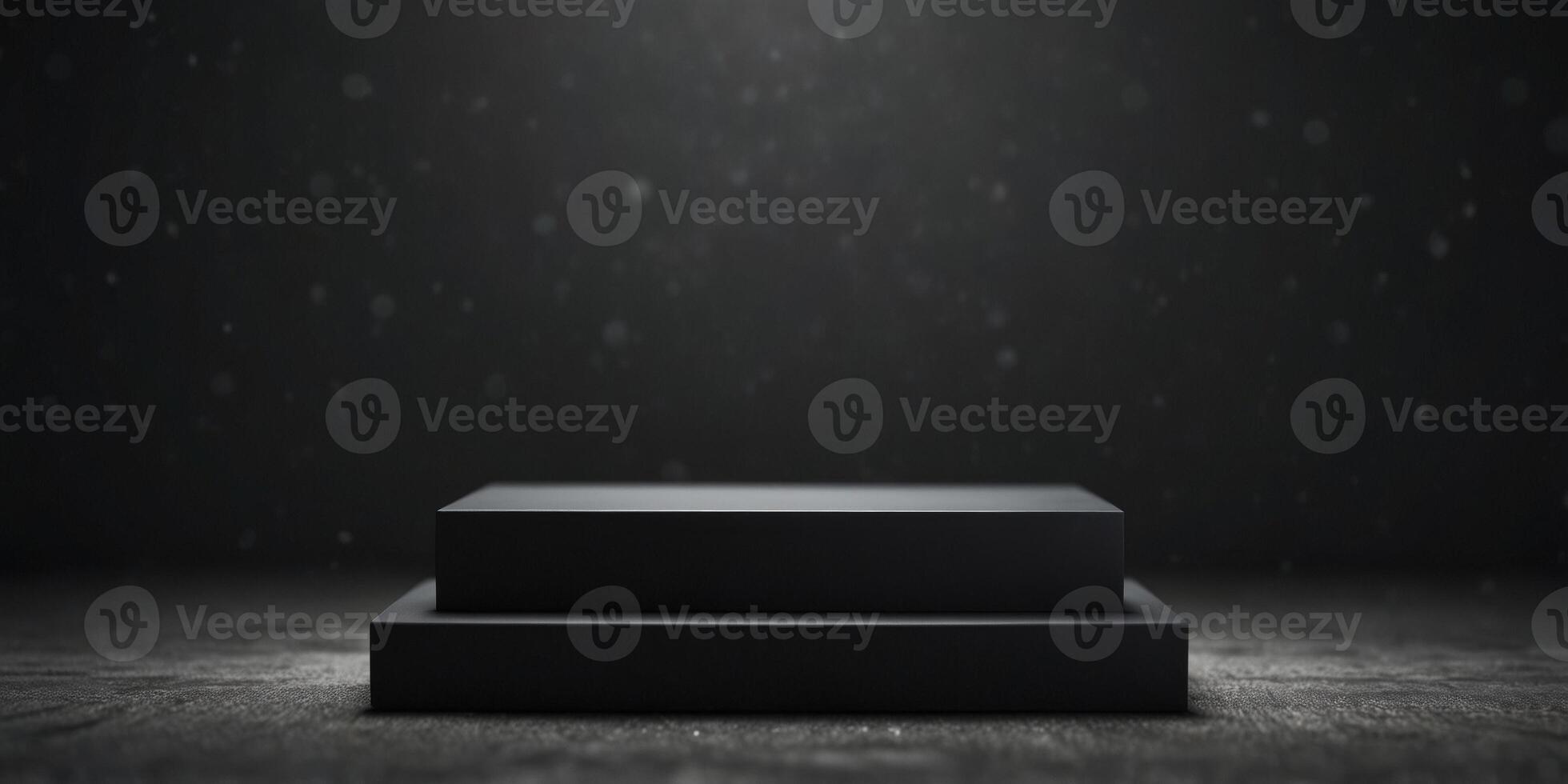 Modern Minimalist Dark Grey Podium with Clean Lines and Subtle Shadows. photo
