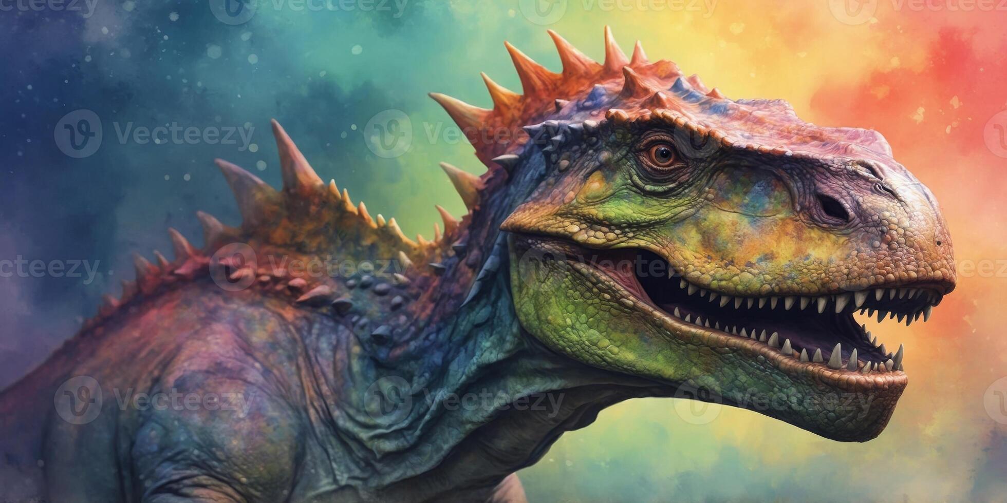 Watercolor style background from the dinosaur era. photo