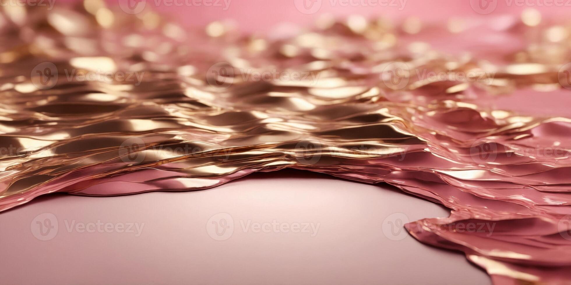Irregular shaped metallic pink and golden structure abstract background. photo