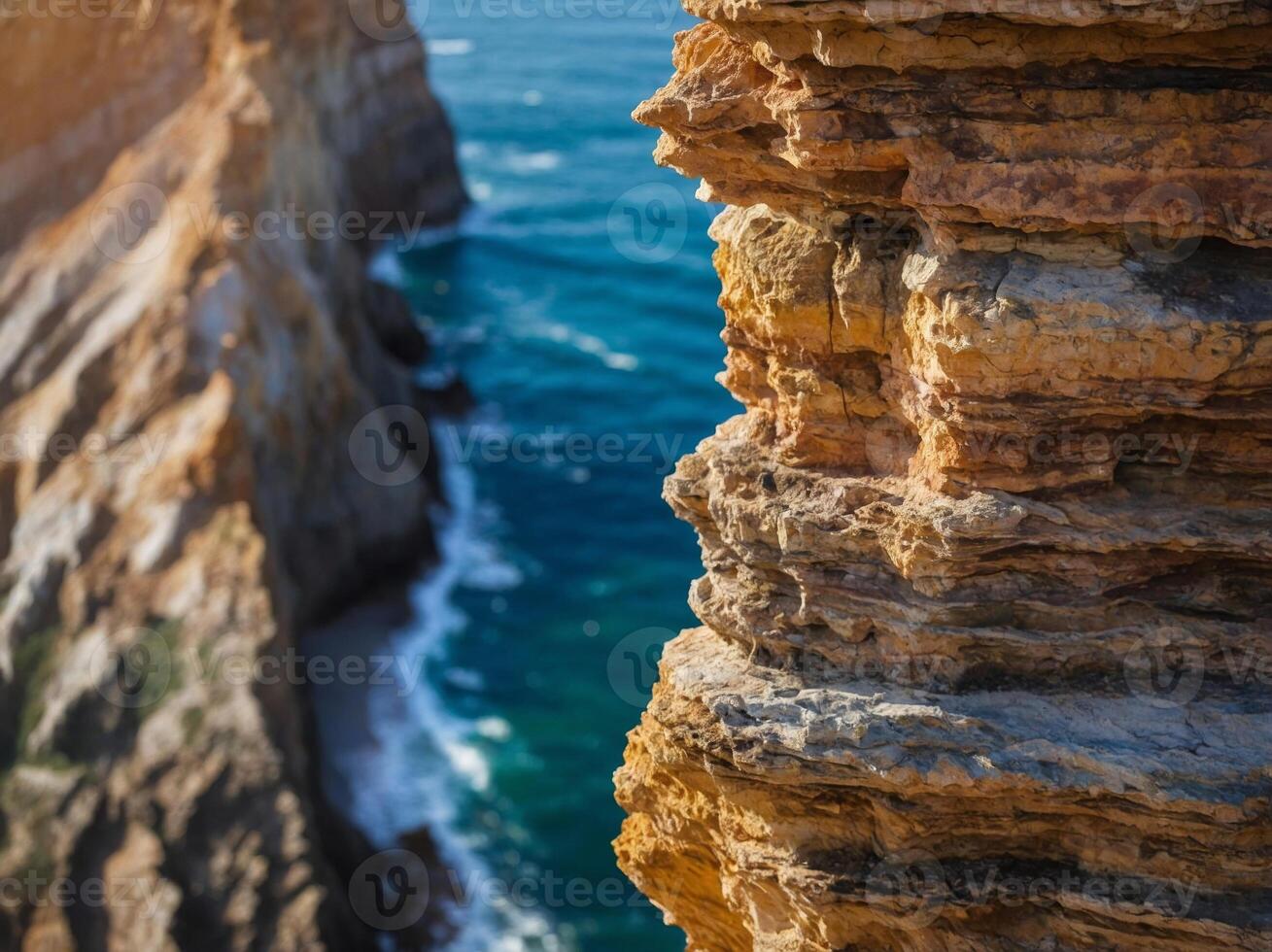 Intricate coastal cliff abstraction with colorful erosion. photo