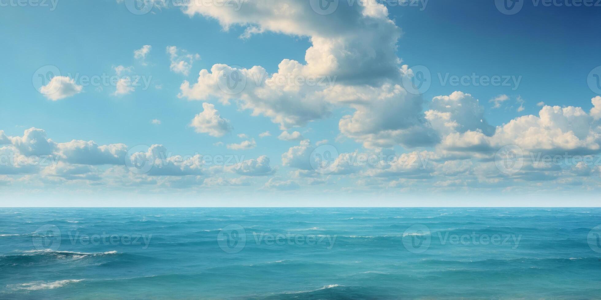 Peaceful Ocean Under a Blue Sky using Clouds. photo